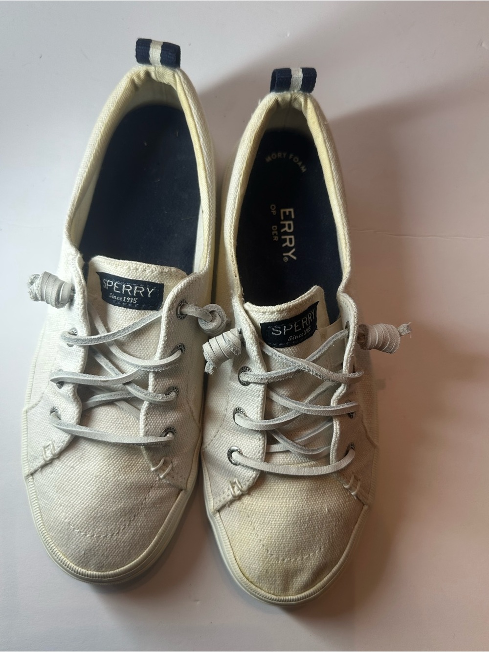 Sperry Women’s Off-White Canvas Lace-Up Sneakers